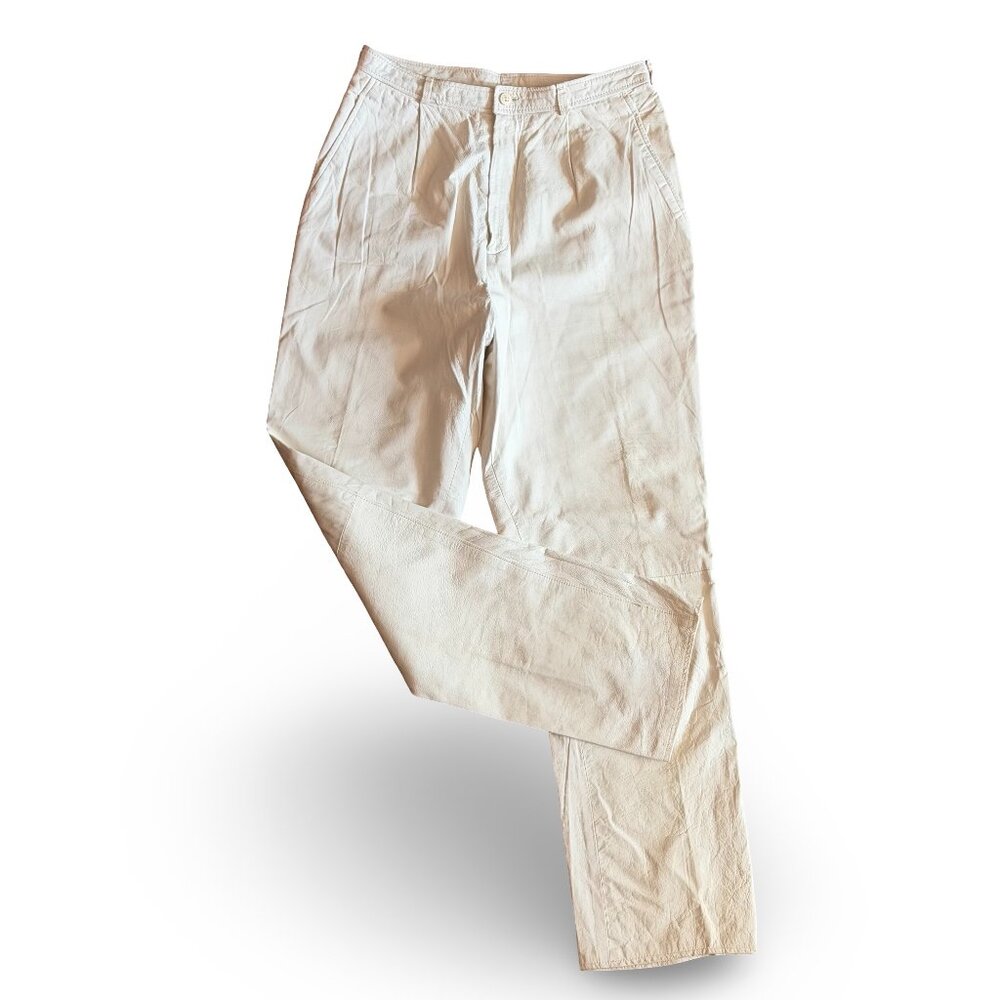 Vintage Anne Klein Mid1970s Cream Leather Pants ILGWU Made in the USA